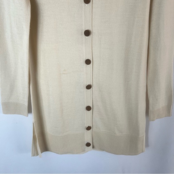 Elbow Patch Sweater Women's Victorian Romantic Long Cream Button-Up Cardigan M - Picture 3 of 12